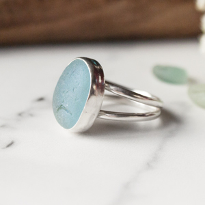 One off sea glass rings