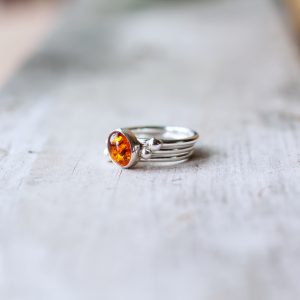 sterling silver and amber stacking rings