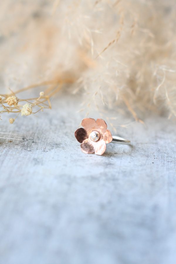 Handmade copper floral rings