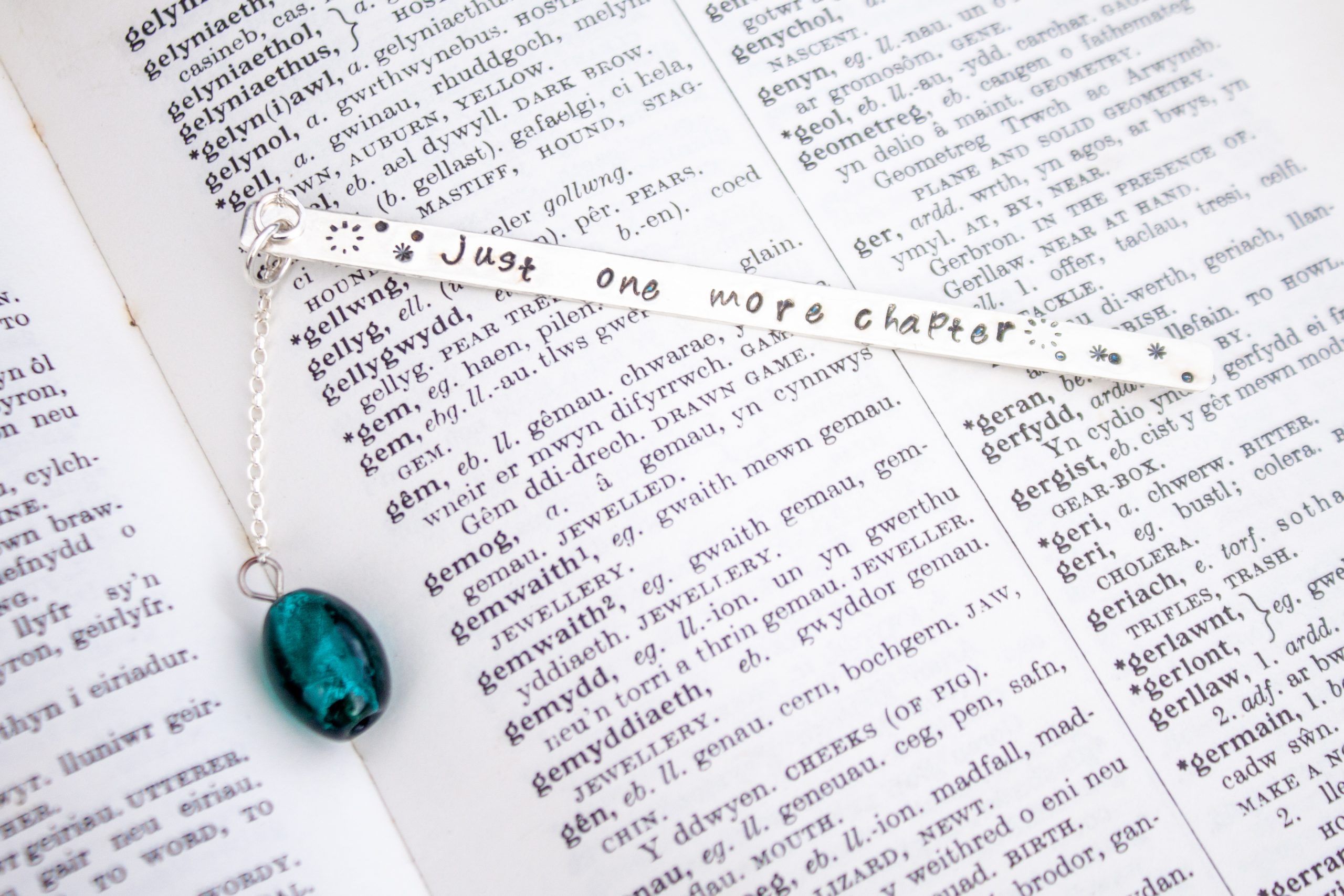 Just One More Chapter silver bookmark