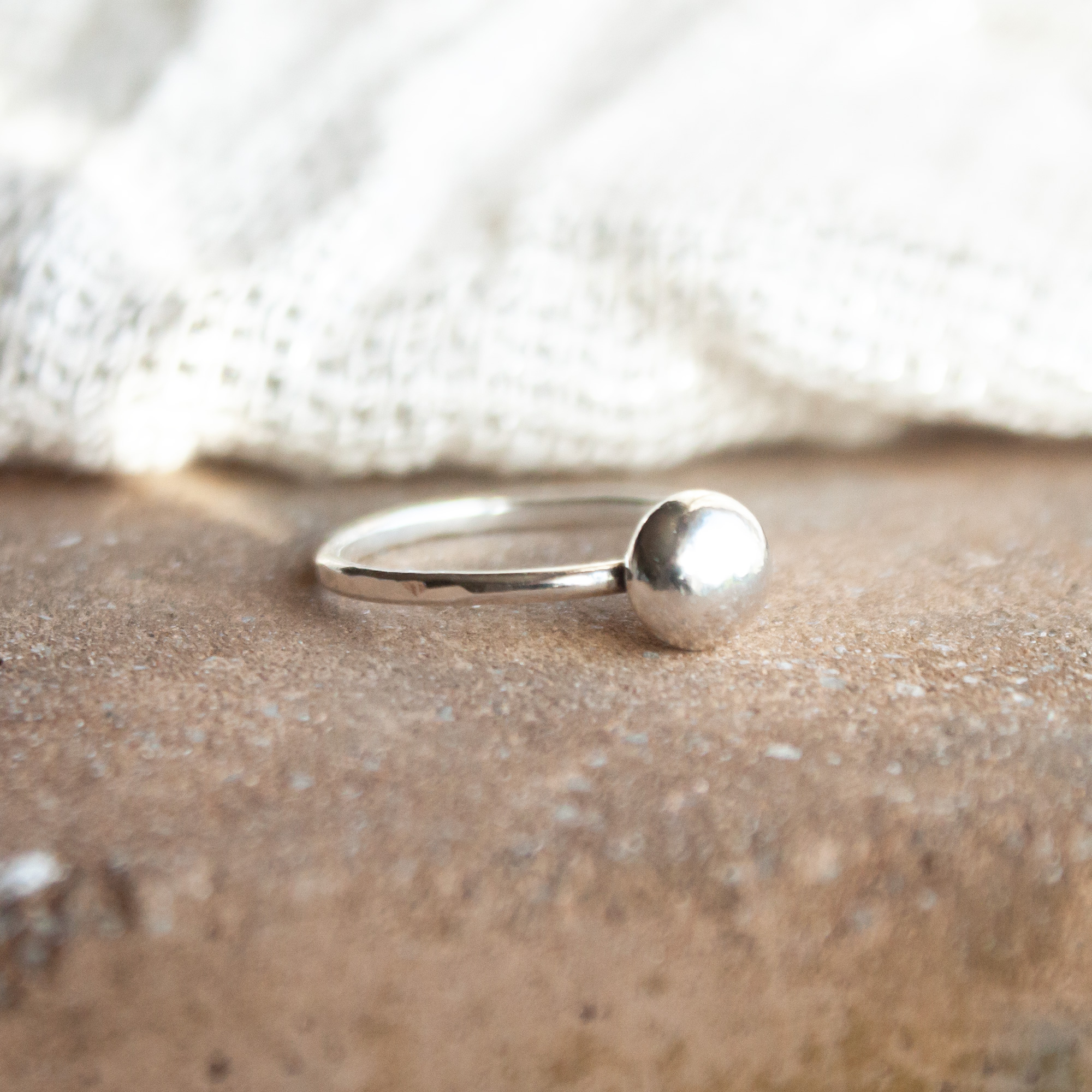 Bubble silver stacking ring with bubble