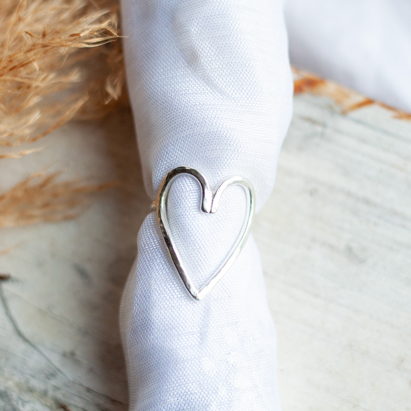 Silver statement heart ring